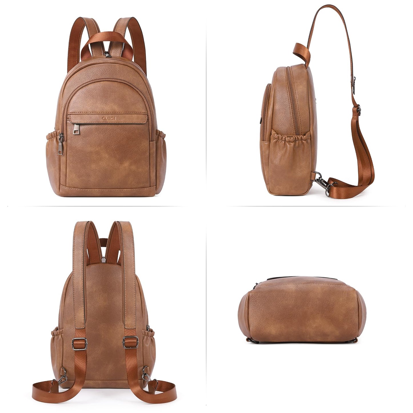 CLUCI Sling Bag for Women Leather Women's Backpack Small Convertible Backpack Purse for Women Travel Hiking Cycling