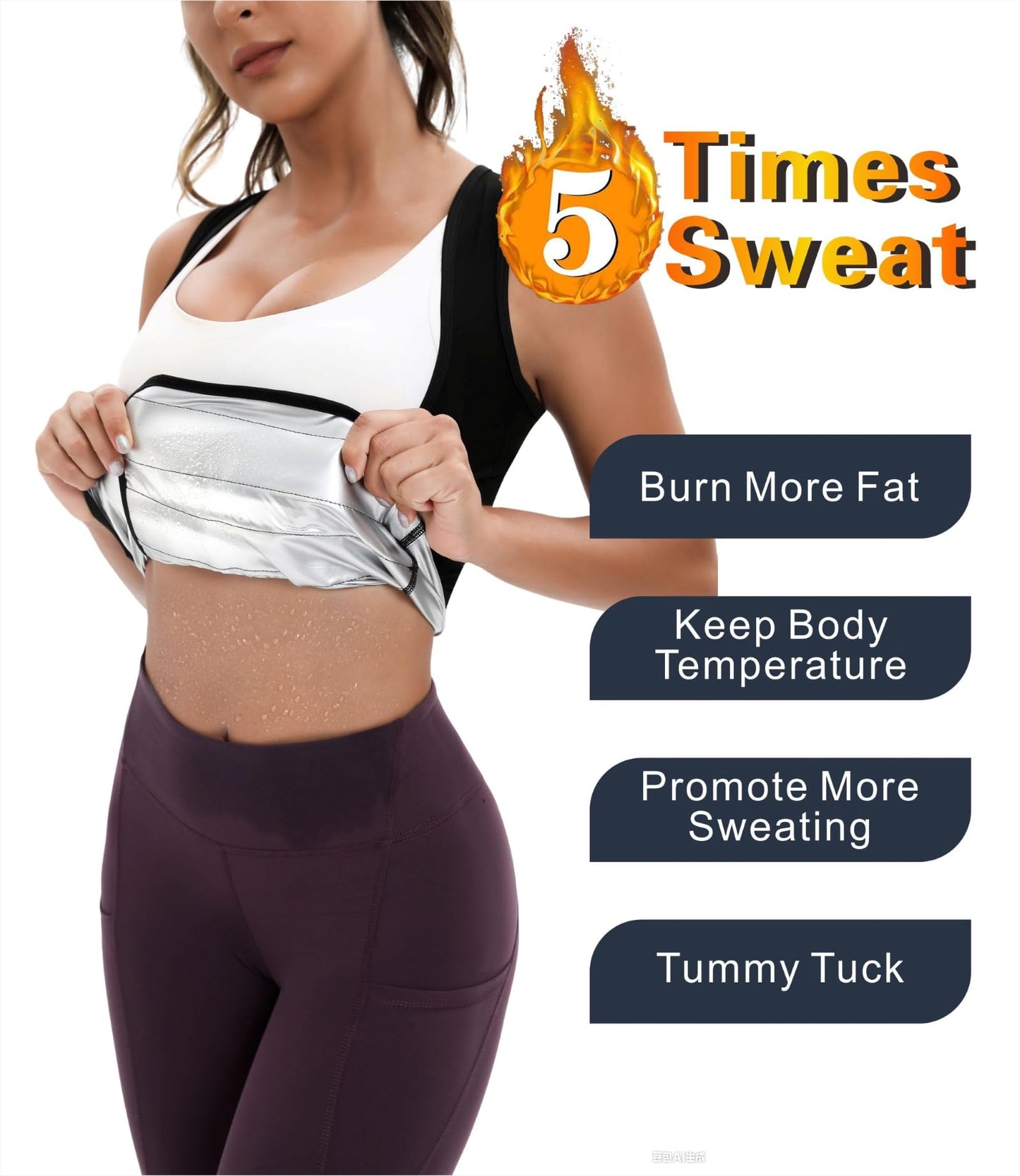 Dokelovy Women's Sauna Vest Waist Trainer - Adjustable Tummy Control Workout Shaper for Belly, Sweat Enhancer for Gym, Yoga