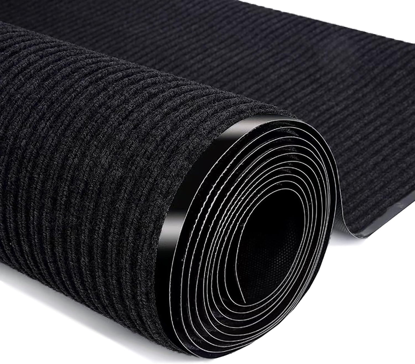 Commercial Indoor Outdoor Runner Rugs 4FTx8FT Heavy Duty Striped Brush Step Front Door Rugs Non-Slip Rubber Backing Entrance Rug Runner for Home Office Dirt Resistant and Absorbent Doormat(Black)