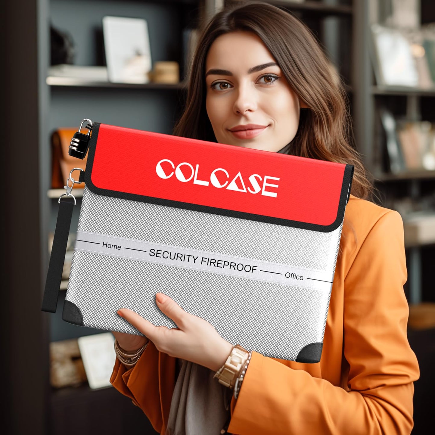 COLCASE Fireproof Document Bag with Lock 5200℉ Heat Insulated Waterproof and Fireproof Bag with Zipper Storage for Money, Documents,Passport and Valuables 15 x 11 inches