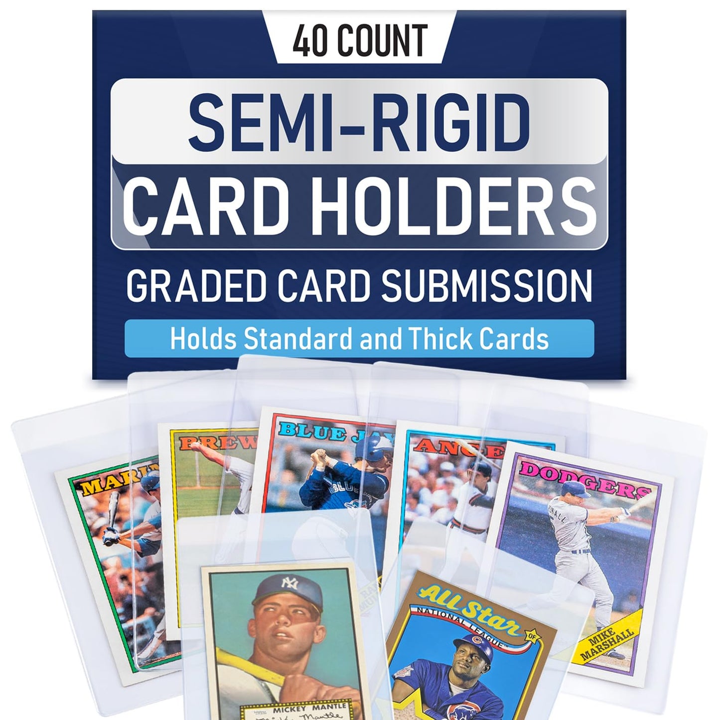 Semi Rigid Card Holder | PSA Graded Card Sleeves & Holder, PSA Cards Sleeves, Sports Saver SGC Slab Sleeve, #1 Hard Sleeve for Cards Grading Submission Approved for BGS, CSG, Clear TCG Protector.