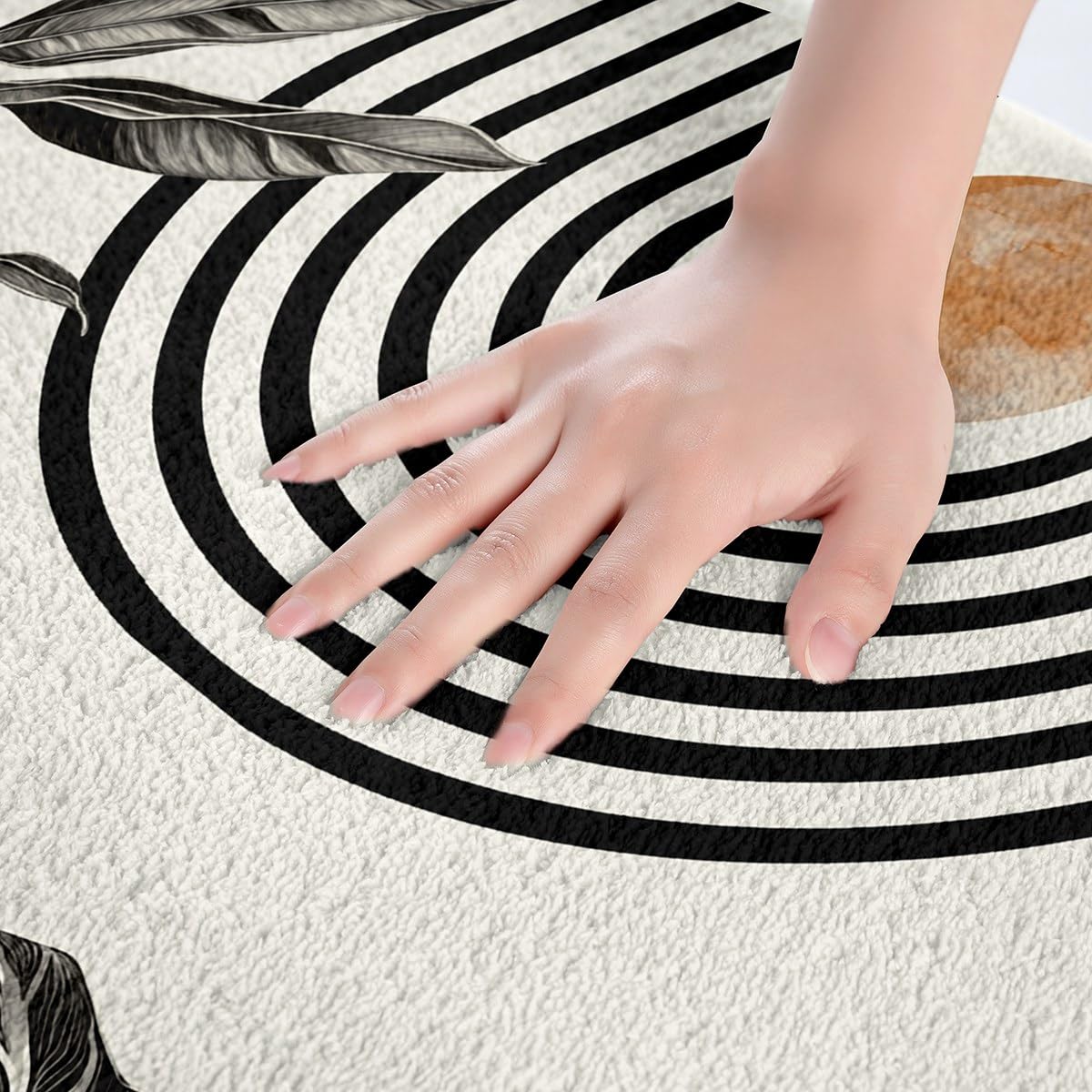 Erosebridal Modern Boho Bathroom Rugs 20"x 32" Grey White Aesthetic Bath Mat Abstract Mid Century Doormats Floor Mats Simple Tropical Palm Leaf Non Slip Bath Rug
