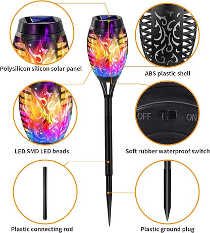 Swingers Solar Lights Outdoor,Halloween Solar Torch Lights with Flickering Flame,Waterproof Outdoor Garden Lights for Outside Patio Pathway Yard Decorations(8, Multicolor)
