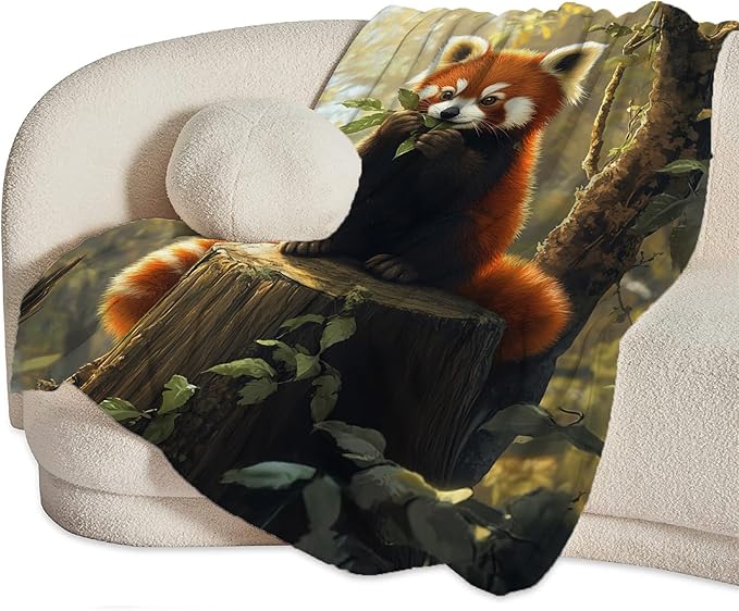 Red Panda Blanket, Pandas Gift Pictures Animal Throw Blankets, Fuzzy Plush Blanket Soft for Red Panda Lover Kids Teens Women Men Girls Boys Stuff for Bedding Sofas Couch 80"X60"