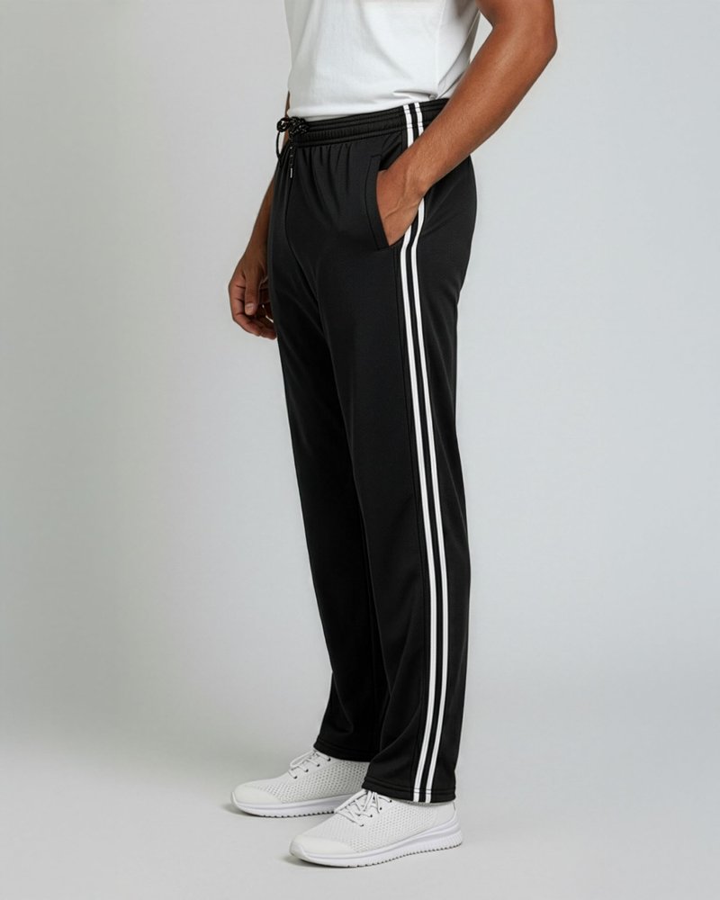 Real Essentials 3 Pack: Men's Mesh Open Bottom Sweatpants Gym Active Athletic Workout Casual Pants with Pockets- Set 5 L