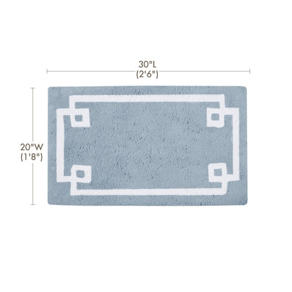 Madison Park Evan 100% Cotton Bathroom Non Slip Backing-Luxurious Tufted Plush Bath Mat Absorbent, Quick Dry, Spa Design Shower Room Décor, 20x30" Blue