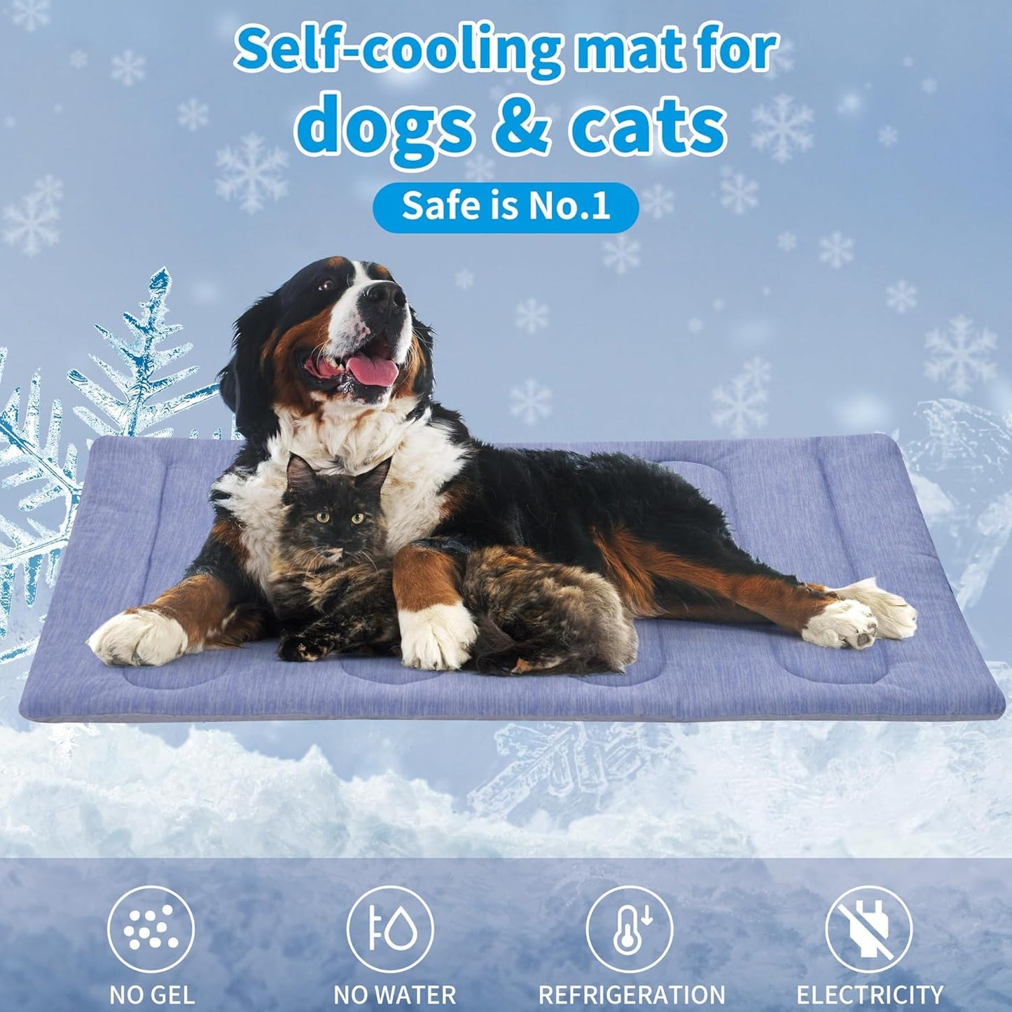 PAIGTEK Cooling Mat for Large Dogs - Double-Sided Waterproof & Cool, Q-MAX>0.47, Portable Dog Cooling Mat for Summer. (L - 35.5''x23.6'')