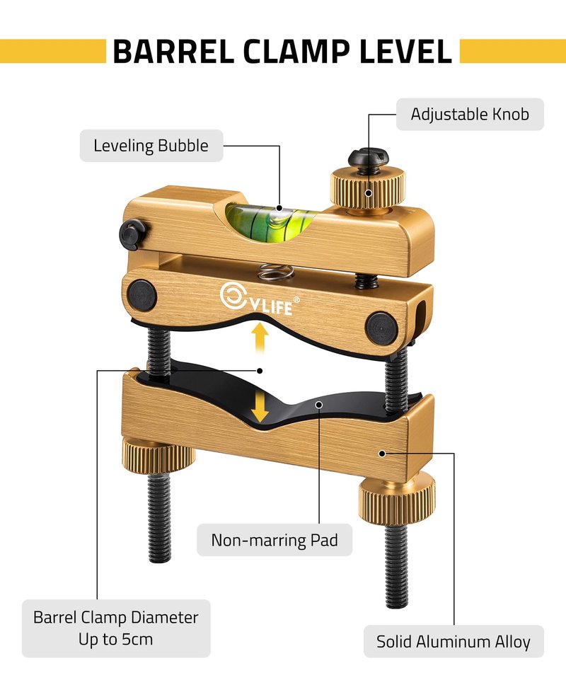 CVLIFE Professional Scope Leveling Kit Heavy Duty Scope Mounting Level with 2 Magnetic Universal Level Bubbles, Gold