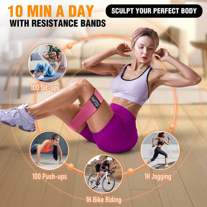 Fabric Resistance Bands for Working Out - Exercise Bands for Women and Men, Booty Bands for Legs and Glute, Yoga, Pilates, Rehab, Fitness and Home Workout