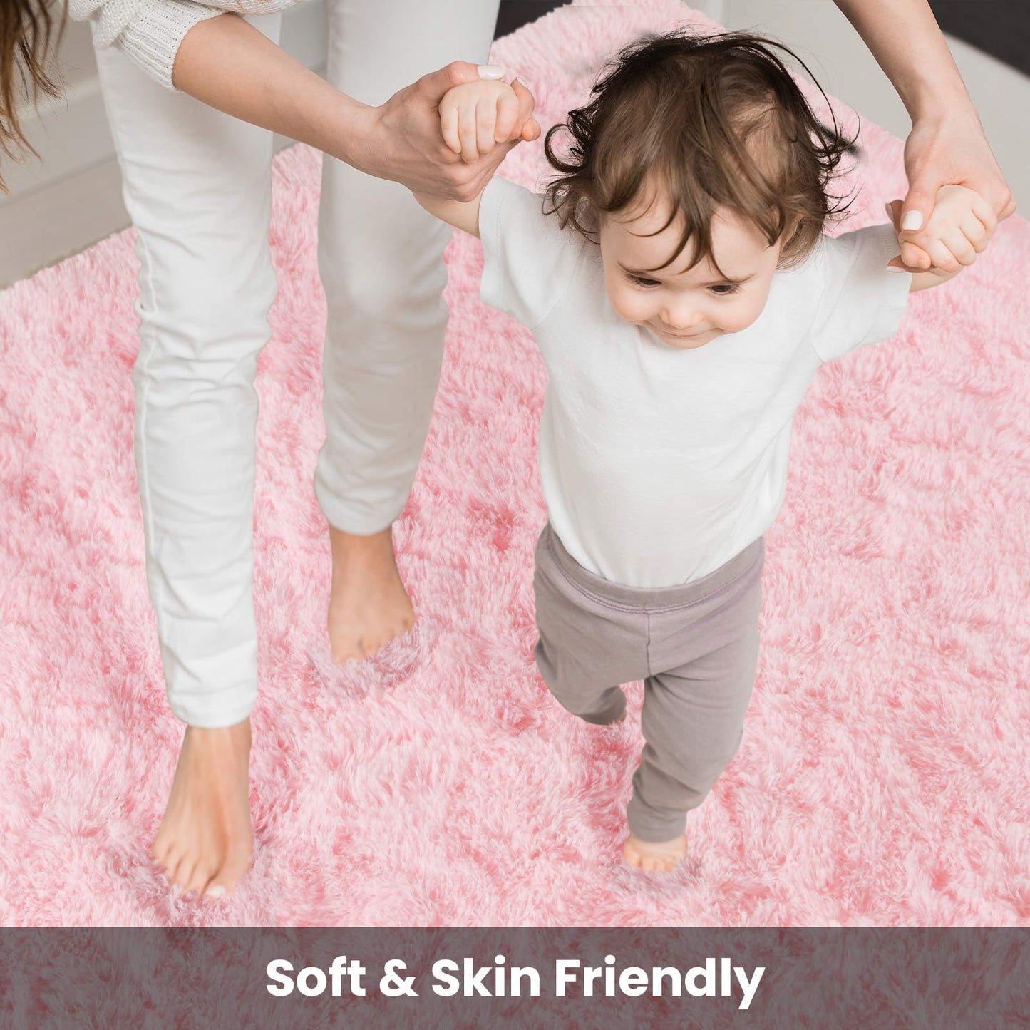 Terrug Pink Fluffy Runner Rug for Bedroom, 2x6 Ft Cute Shag Area Rugs for Hallway, Soft Machine Washable Plush Carpet with Non Slip Backing for Bathroom Bedside Kitchen Floor Decoration