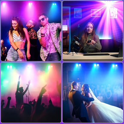 80W Dj Lights with Stand,7 in 1 Party Light Dj Disco Lights Sound Activated DMX Wireless Control with Rotating Ball,Strobe,UV,Colorful Effect for Stage KTV Band Wedding with Carry Bag (Black, 8)