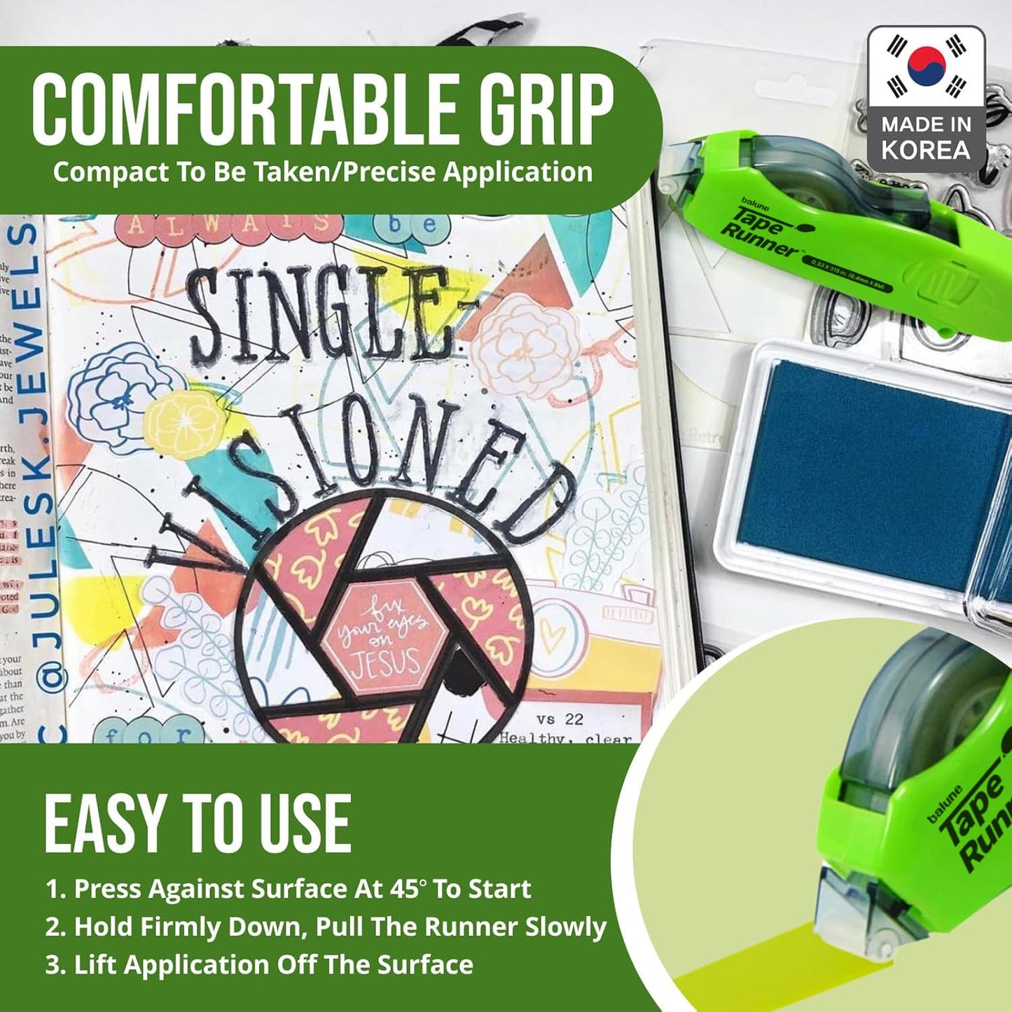 TAPE RUNNER - Double Sided Adhesive with Dispenser Roller Included - Acid Free, Sticky, Transparent - Ideal for Scrapbooking, Crafts & More - Retractable (315 inches per Cartridge), 5 Cartridges