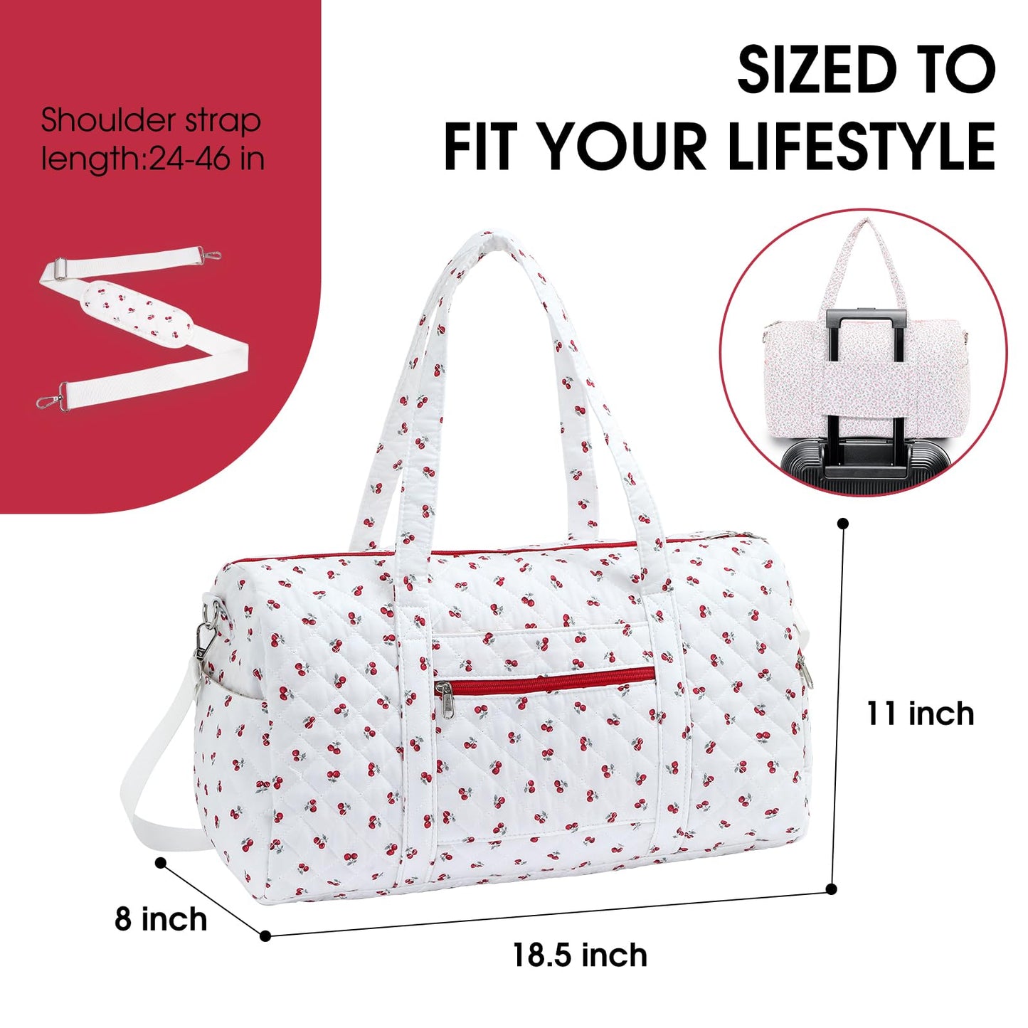 Duffle Bag, Gym Bag for Women, Quilted Duffle Bags, Travel Large Capacity Floral Weekender Bags
