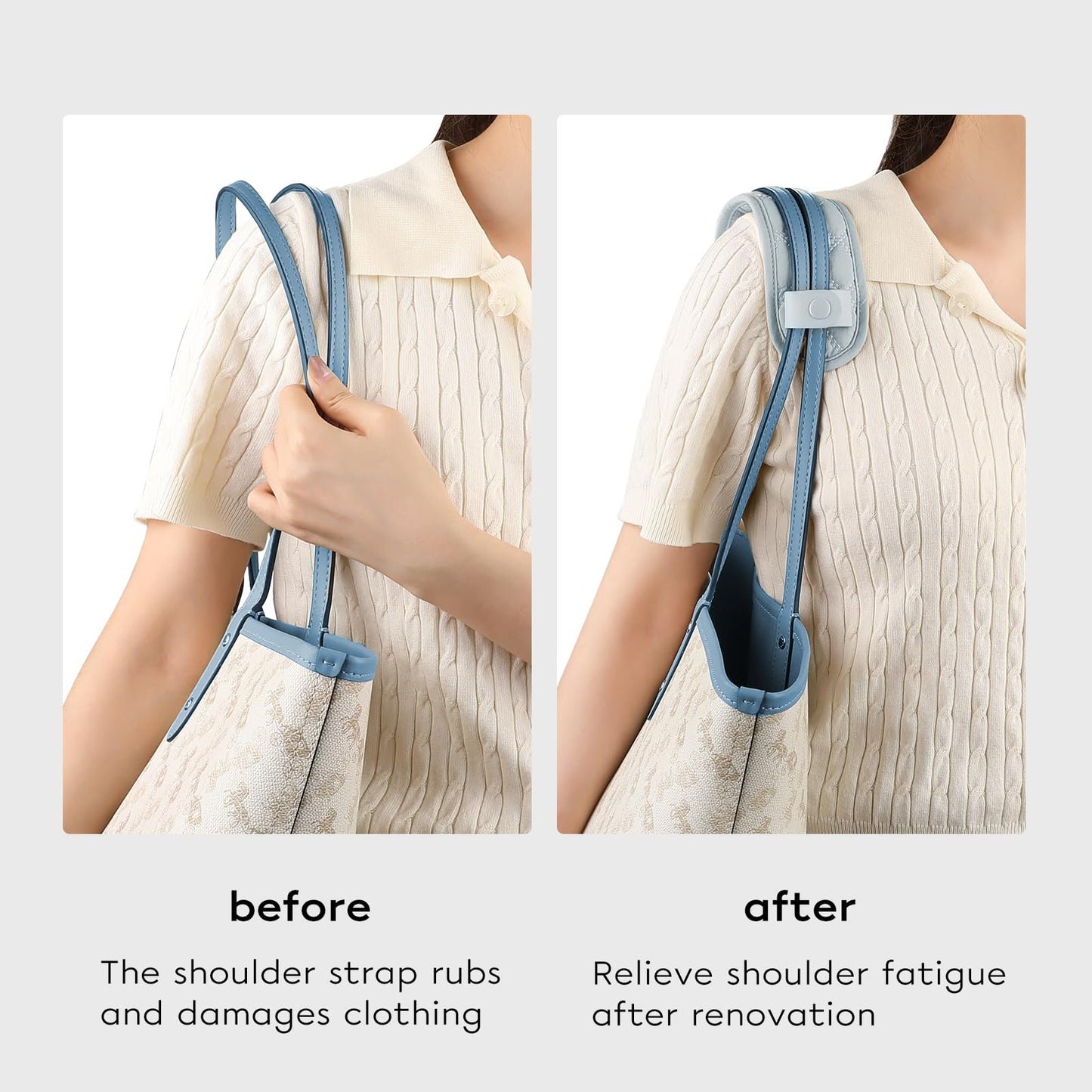 GIVLEFLY Small Shoulder Strap Pad for Purse & Tote Bags, Soft Cushion Protector with Anti-Slip Backing, Comfortable Support, Light Blue