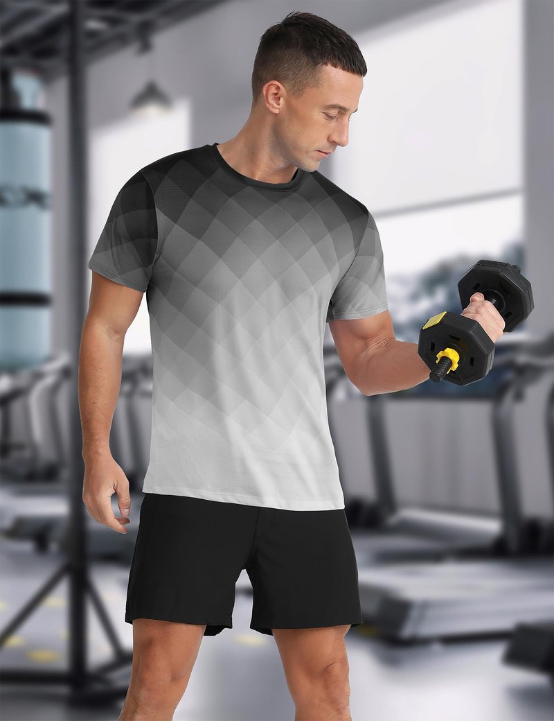 Men's Athletic T-Shirt Performance Gym Shirt Quick Dry Moisture Wicking for Running Workout Outdoor Activities Short Sleeve Lightweight Tops