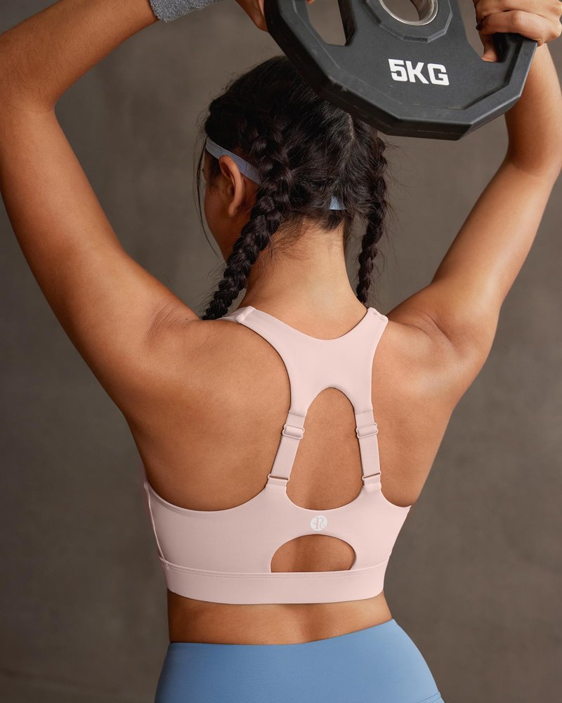 RUNNING GIRL Adjustable Straps Sports Bras for Women High Support, High Impact Molded Cup Sports Bra with Sewn in Pads(WX3185Flush Pink,M)