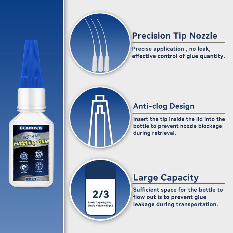 Fletching Glue - Instant Clear Adhesive for Carbon Arrows | 30g for Vanes, Feathers & Inserts
