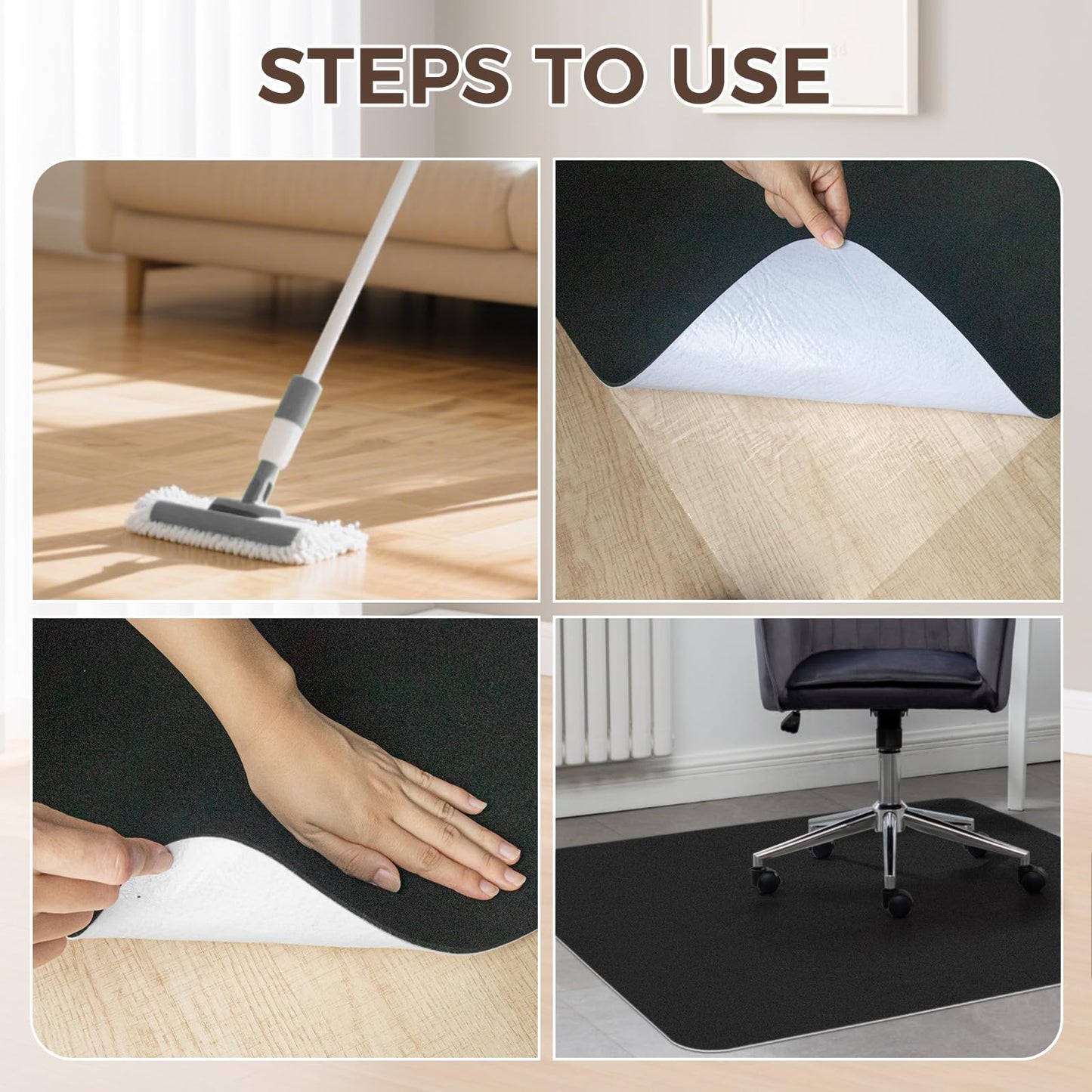 Office Chair Mat,Hardwood Floor Chair Mat Suitable for Hardwood and Tile Floors,Large Non-Slip Floor Protection Mat,Does Not Pill,Black(36"x48")
