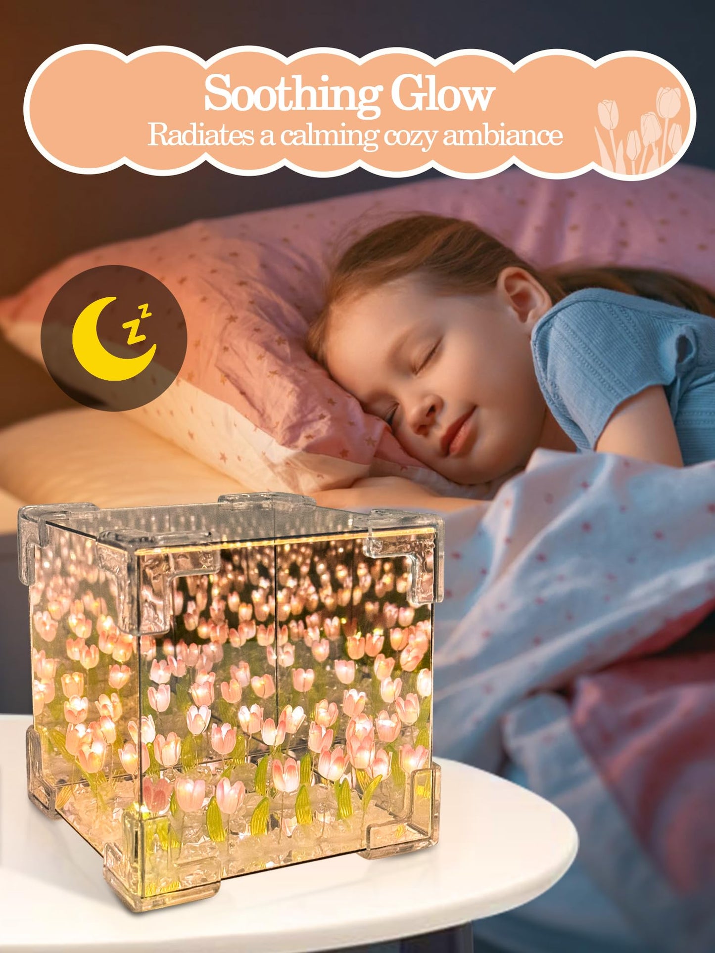 WULCFCH Tulip Lamp Night Light, Birthday Gifts for Women, LED Infinity Mirror Lamp Tulips Artificial Flower Lamp for Bedroom Home Decor Romantic Creative Gifts for Mom Wife Grandma Girlfriend Sister