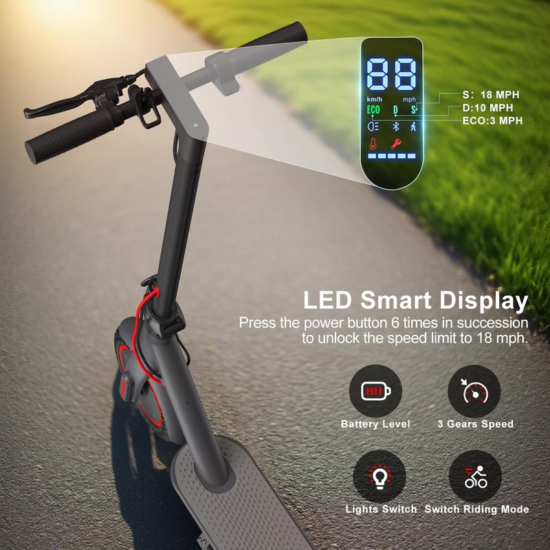 Electric Scooter for Adults - 500W Power, 18MPH Speed, 12-18 Miles Range | Foldable, Dual Braking, Smart APP, 264 lbs Capacity