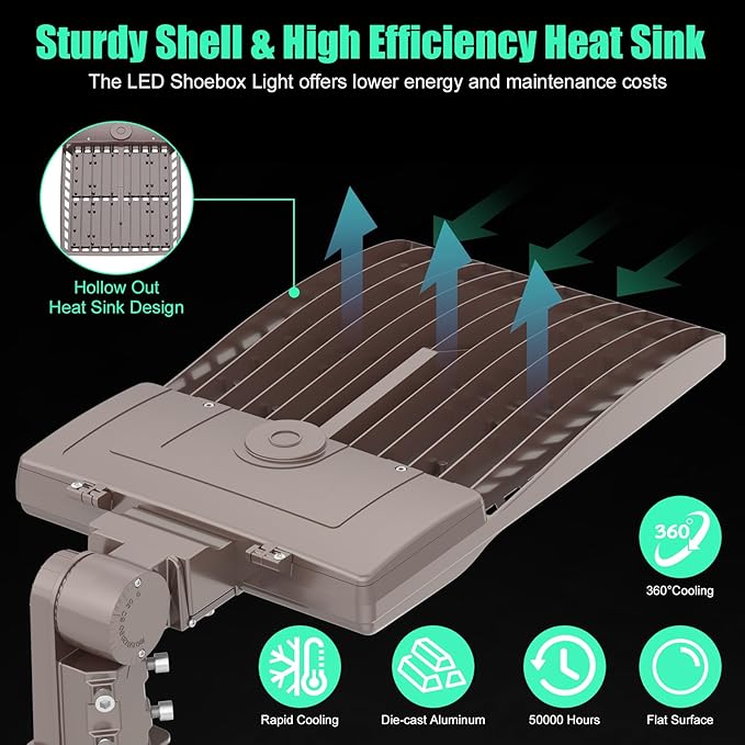 450W LED Parking Lot Light Dusk to Dawn Photocell with Slip Fitter 67,500LM, DLC ETL Listed Outdoor Street Area Light LED Shoebox Parking Pole Light 5000K IP65 Waterproof Commercial Lights 100-277VAC