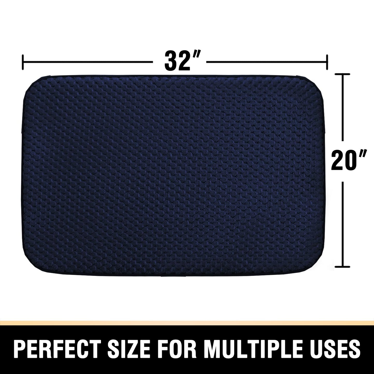 H.VERSAILTEX Navy Blue Memory Foam Bath Rugs, Soft Absorbent Bathroom Mats, Durable Dots on Underside, Machine Washable, Carpet Rug Room Decor for Shower Floor, 20x32 Mat
