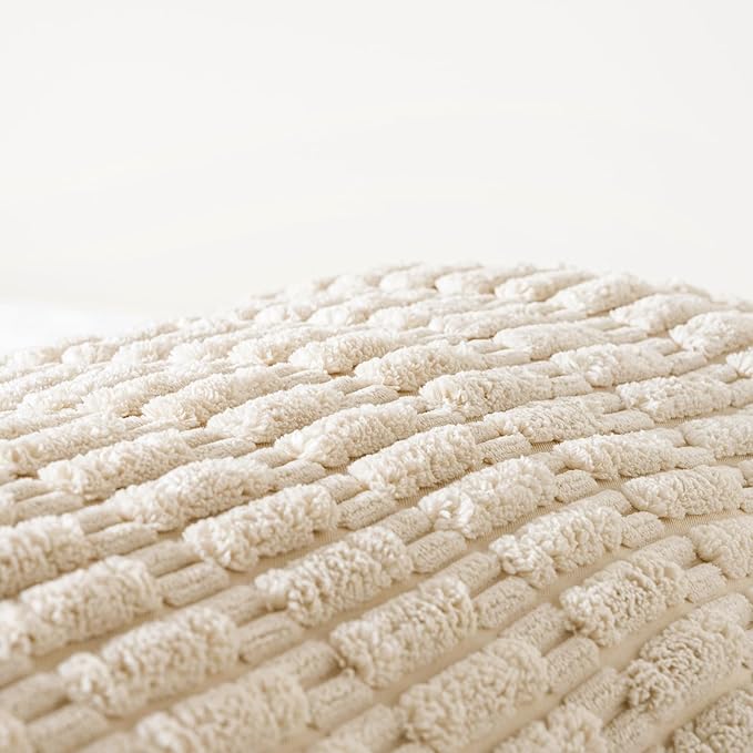 Fancy Homi Tan Long Body Lumbar Decorative Throw Pillow Cover 20x54 Inch for Bed Couch Bedroom Bench, Soft Corduroy Rectangle Solid Pillow Case 50x137 cm, Beige Rustic Farmhouse Boho Room Decor