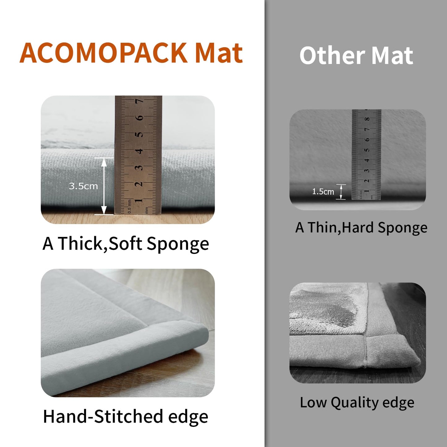 ACOMOPACK Baby Play Mat for Floor,1.3" Thick Memory Foam Area Rug for Living Room,Soft Velvet Crawling with Non-Slip Bottom for Kid,Toddler,59"×71" Tummy Time Nursery Rugs,Yoga（Light Grey）