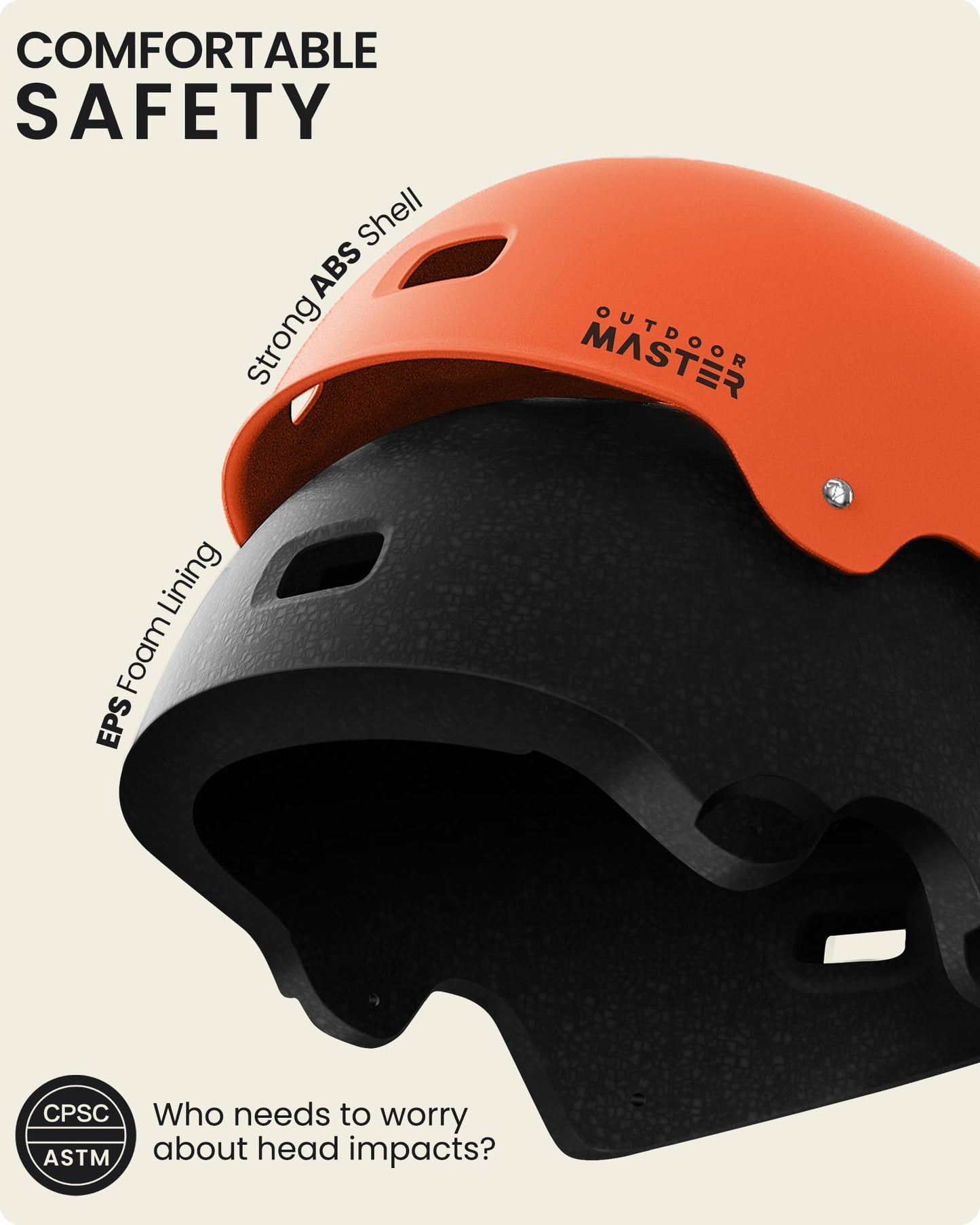 OutdoorMaster Skateboard Cycling Helmet - Two Removable Liners Ventilation Multi-Sport Scooter Roller Skate Inline Skating for Kids, Youth & Adults - XS - Orange