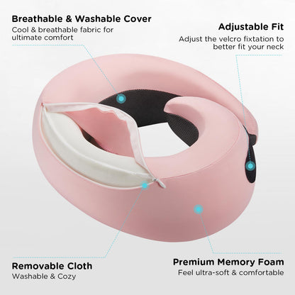 Neck Pillow Airplane,100% Pure Memory FoamTravel Neck Pillow Travel Neck Support Ergonomic &Portable Design Best for Sleeping Plane Car Train Office Flight (Small Grey)