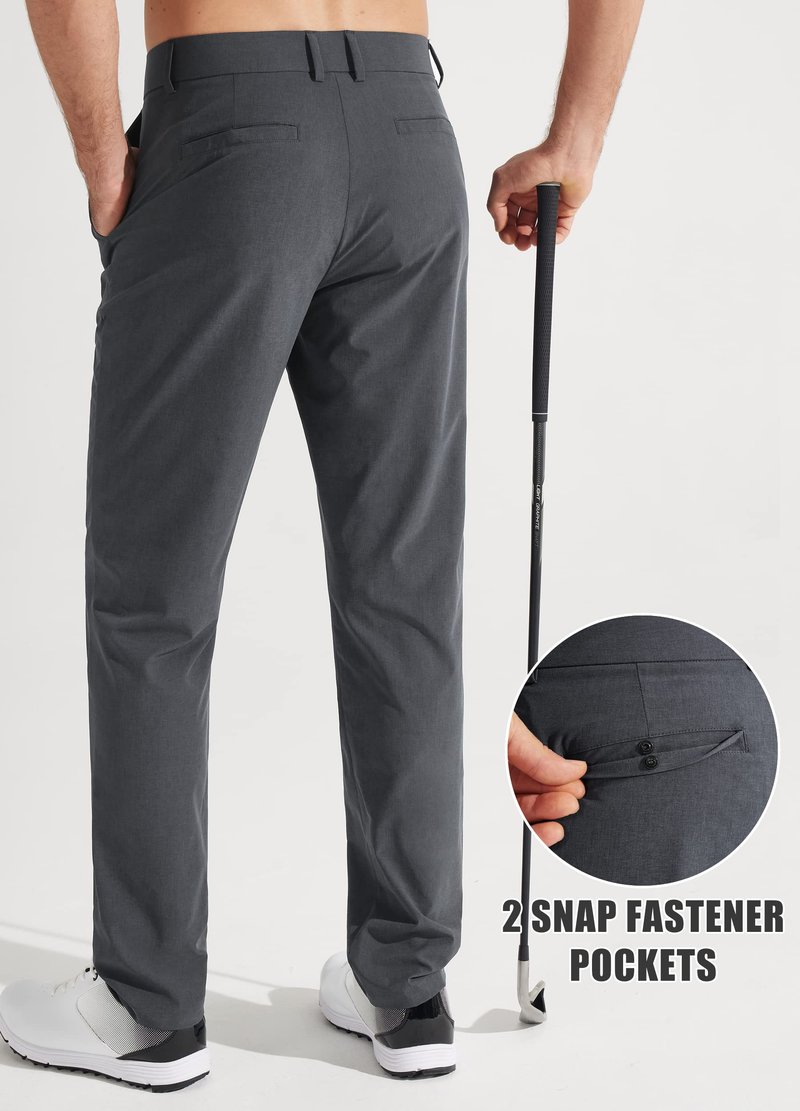 Libin Mens Golf Pants Classic Fit Stretch Work Dress Pants 32" Quick Dry Lightweight Business Casual Trousers Comfort Water Resistant, Iron Grey, 40W x 32L