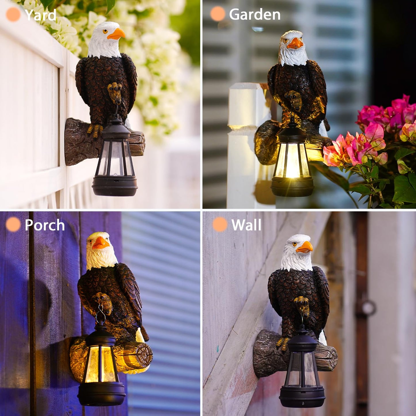 Fashionoda Eagle Tree Hugger with Solar Lantern - Resin Eagle Statue for Outdoor Garden Decor - Ideal Eagle Housewarming & Birthday Gifts for Grandma Mom Women