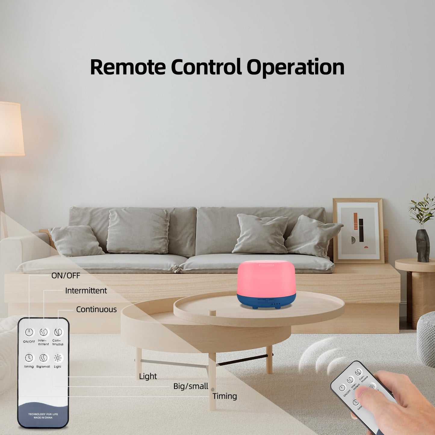 Oil Diffuser Humidifier 300ML,Electric Ultrasonic Air Aroma Diffusers Vaporizer,Scent Mist Defuser with Remote,Auto-Off,7led Color Changing Light for Large Bed Room,Home,Office