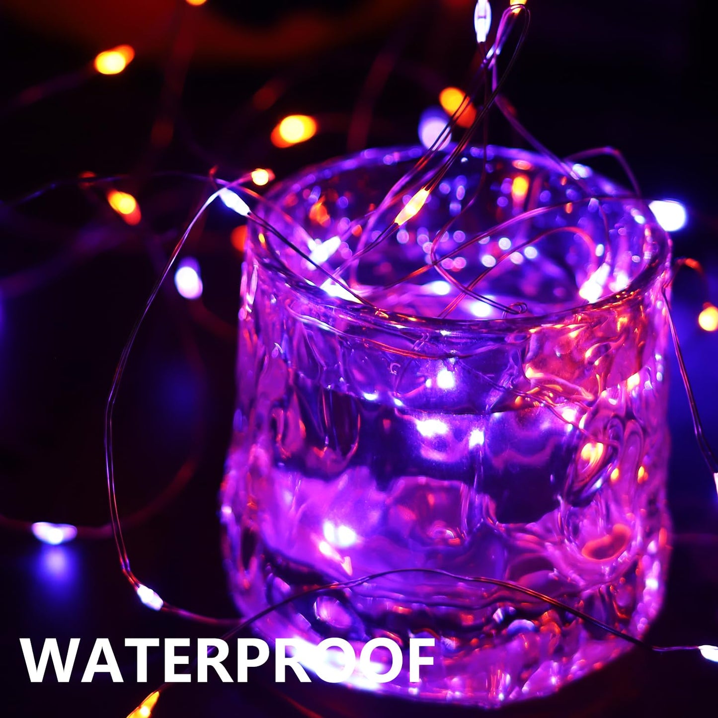 Halloween Fairy Lights Purple&Orange, 400LED Copper String Lights Waterproof Gothic Twinkle Lights for Home, Bedroom, Garden, Patio, Outdoor, Christmas Decor- 4 Pack 100LED Purple and Orange