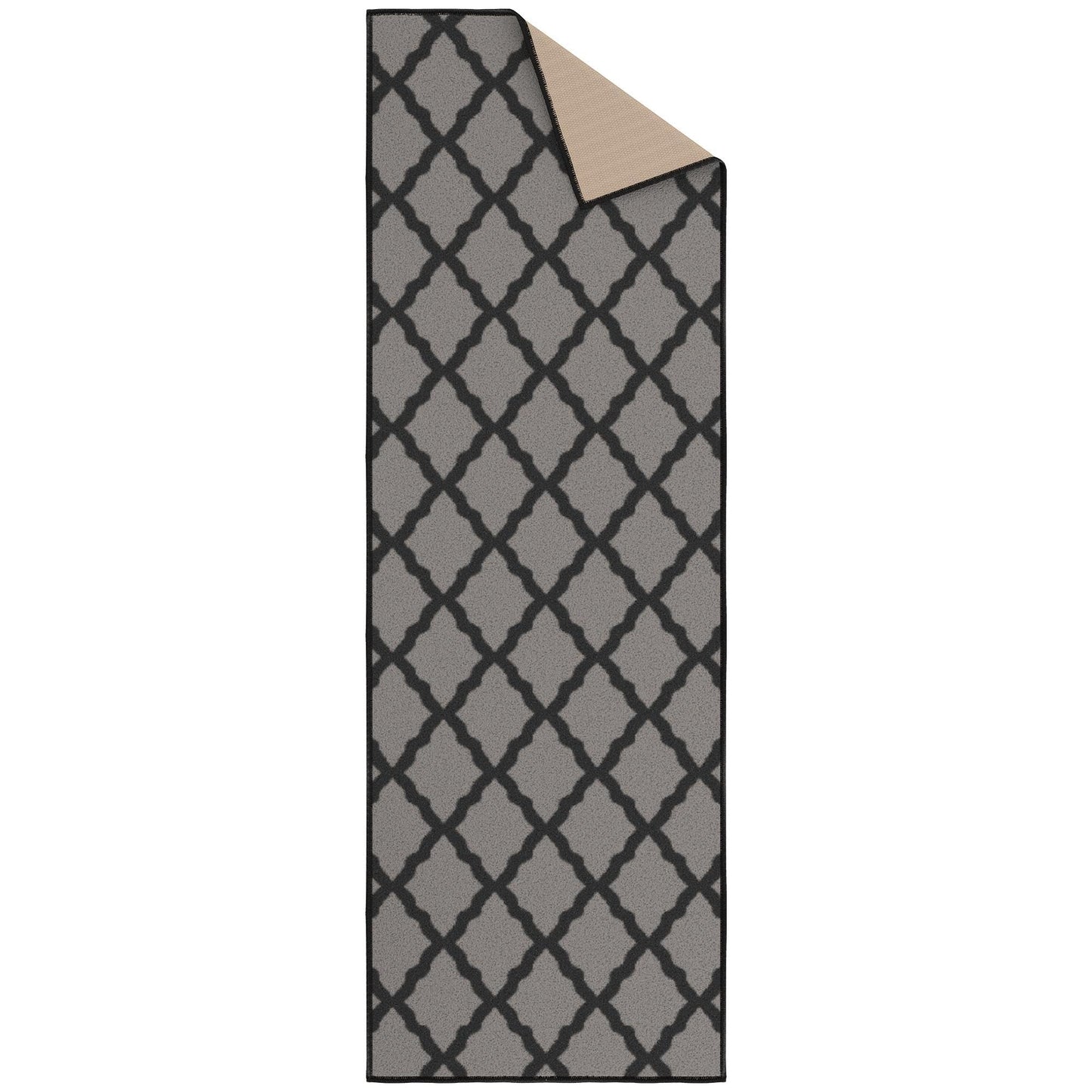 Ottomanson Hallway Runner Rug 20" x 59" Non Slip Trellis Area Rugs Easy to Clean Laundry Rug Runner Durable & Pet Friendly Floor Carpet Runners for Hallways Entryway Living Room Kitchen, Dark Gray