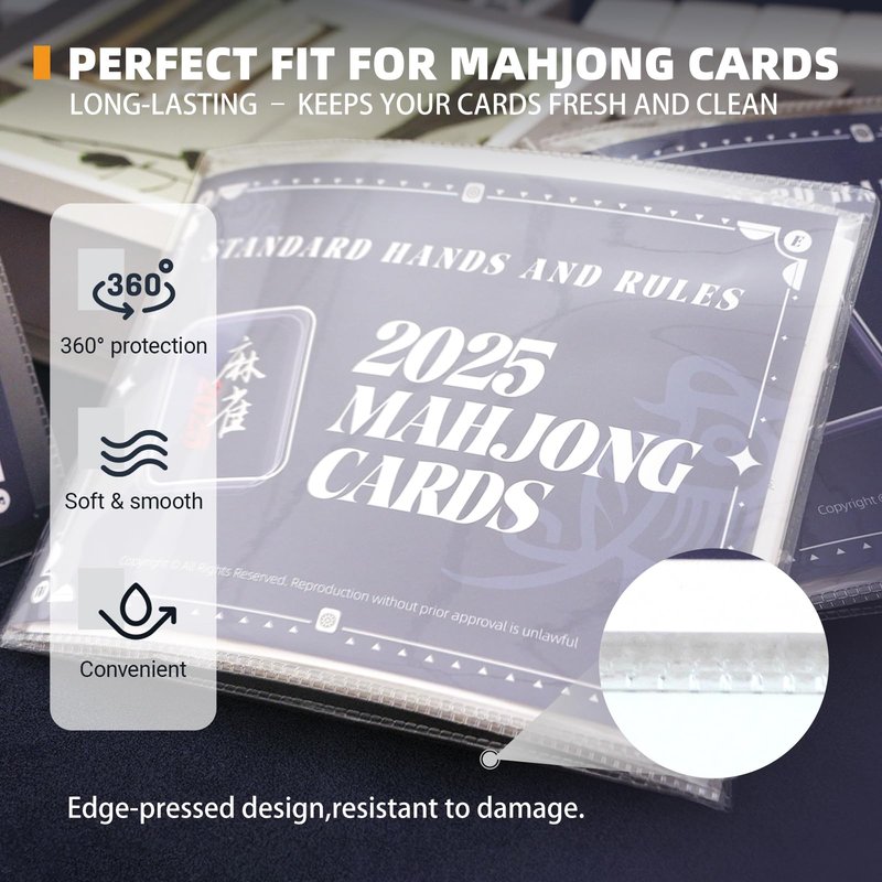 2025-2026 Mah Jong Card Sleeve Holder, Fit Large Print Size(6 1/8”x4 3/4”), Durable Protective Cover Holder, Mah Jong Card Protector Set (Frosted-4Pack)