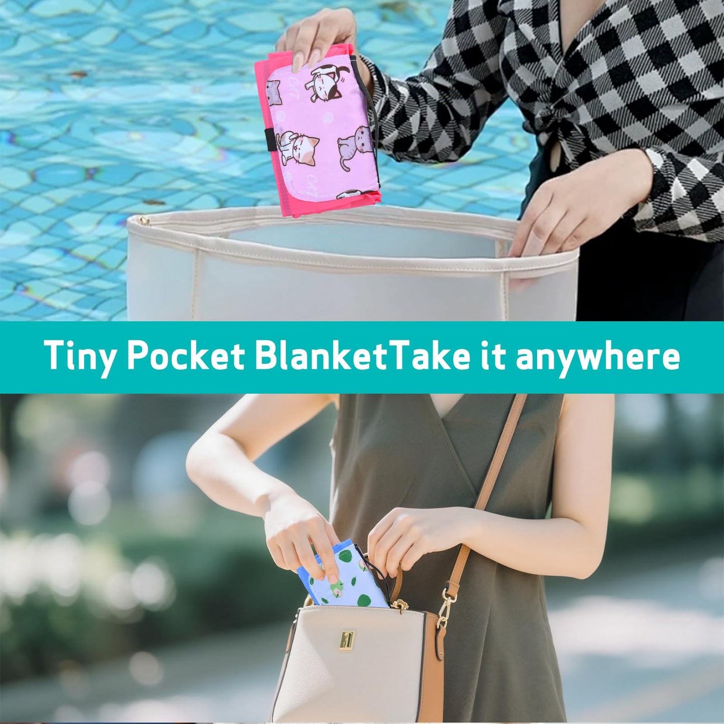 Waterproof Picnic Blanket with Stakes Windproof Outdoor Beach Camping Mat