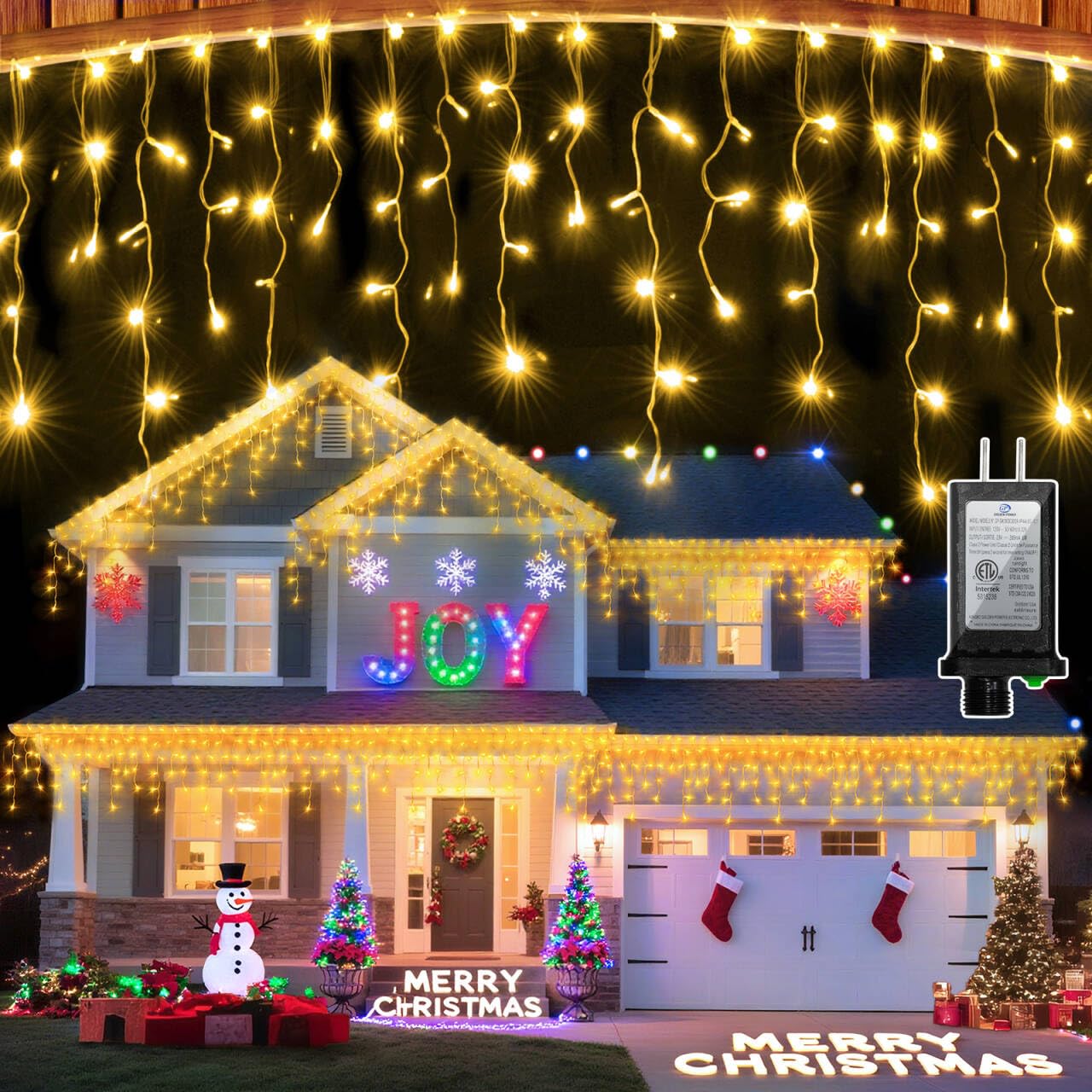 670 LED Christmas Lights with 148 Drops, 66ft 12 Modes Hanging ice String Lights with Timer & Dimmable & Waterproof, Plug-in Fairy Lights for Tree Holiday Wedding Party Christmas Decor Warm White