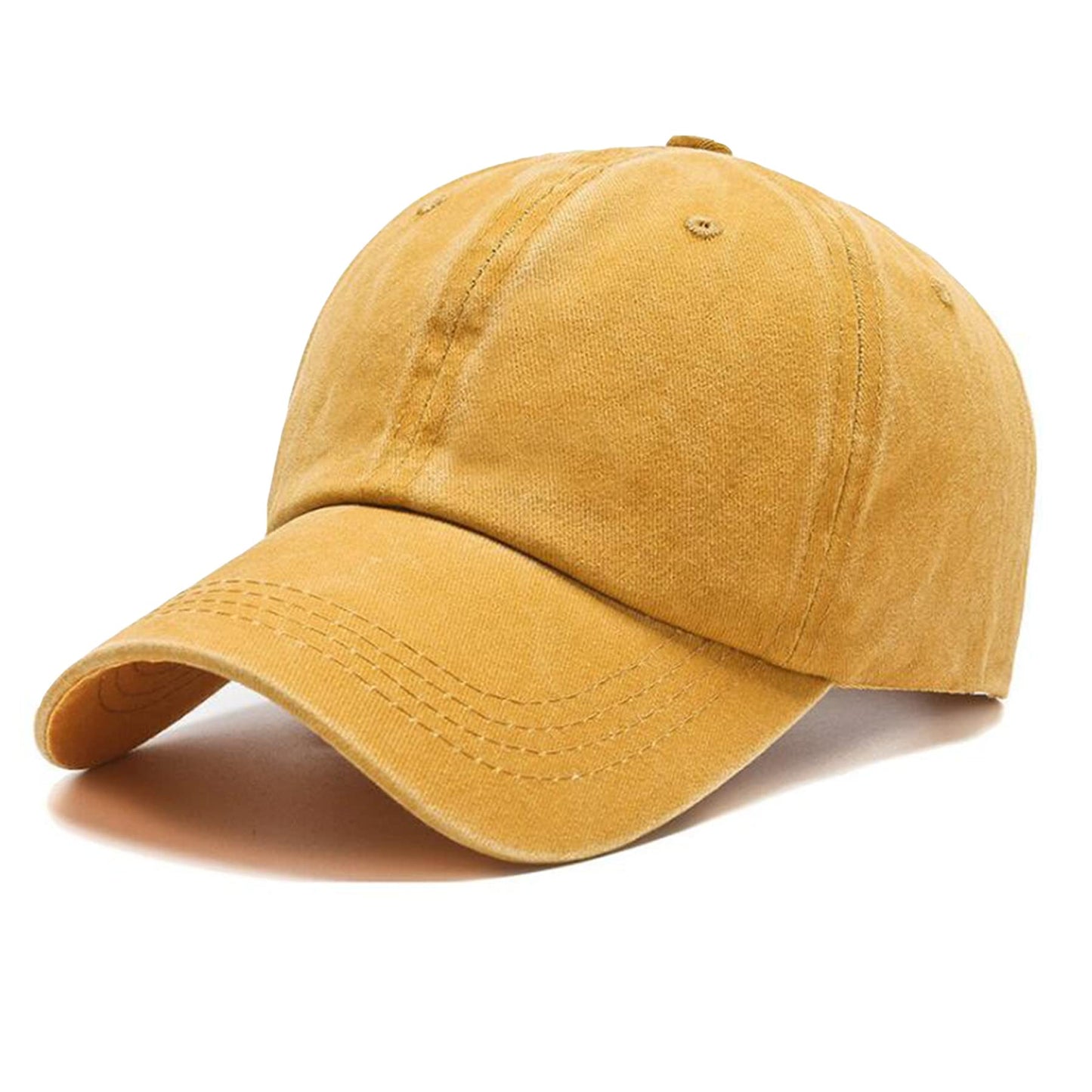 NPJY Baseball Cap Golf Dad Hat Adjustable Original Classic Low Profile Cotton Hat Vintage Washed Distressed Trucker Cap Yellow(Washed)