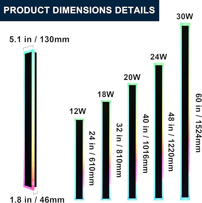 MELUCEE 2 Pack 40in Long Outdoor LED Wall Lights IP65 Waterproof Modern RGB Exterior Wall Light Fixture Black for Courtyard Garage Patio Porch, Remote Control Included