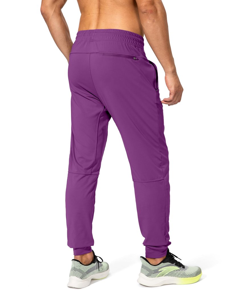 Men's Sweatpants with Zipper Pockets Athletic Pants Traning Track Pants Joggers for Men Soccer, Running, Workout (Purple, Small)