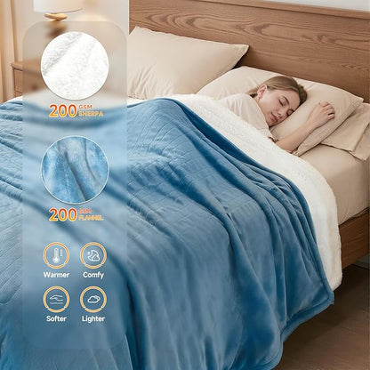 Heated Blanket Electric Blanket King 100"x90" Heating Blanket with Dual Control 10 Heat Levels & 10 Hours Auto-Off Overheat Protection Cozy Soft Flannel King Size Blanket Fast Heating Machine Washable
