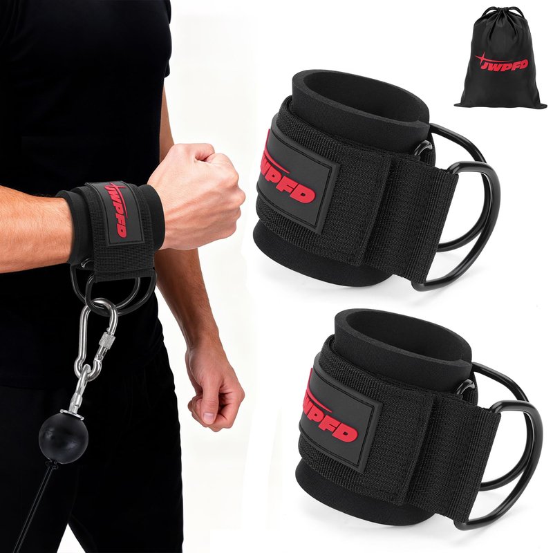 Wrist Straps for Cable Machines Wrist Cuffs for Men Woman Neoprene Padded Straps for Gym Strength Training Equipment (Black, L)