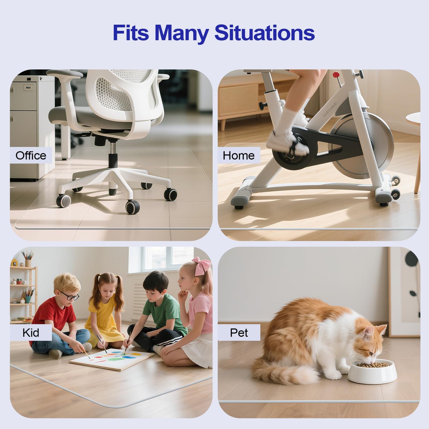 Delamu Office Chair Mat for Hardwood Floor, 30"×48" Office Computer Desk Chair Mat, Clear PVC Heavy Duty Floor Protector Mats for Rolling Chairs, Only for Hard Floor (30"×48" Rectangular)