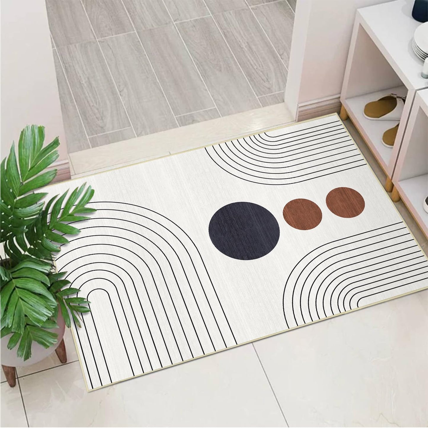 Boho 2x3 Rug for Entryway Modern Minimalist Abstract Line Area Rug Mid Century Modern Machine Washable Door Mat Contemporary Rugs Non-Slip Printed Low-Pile Floor Carpet for Kitchen Bathroom Laundry