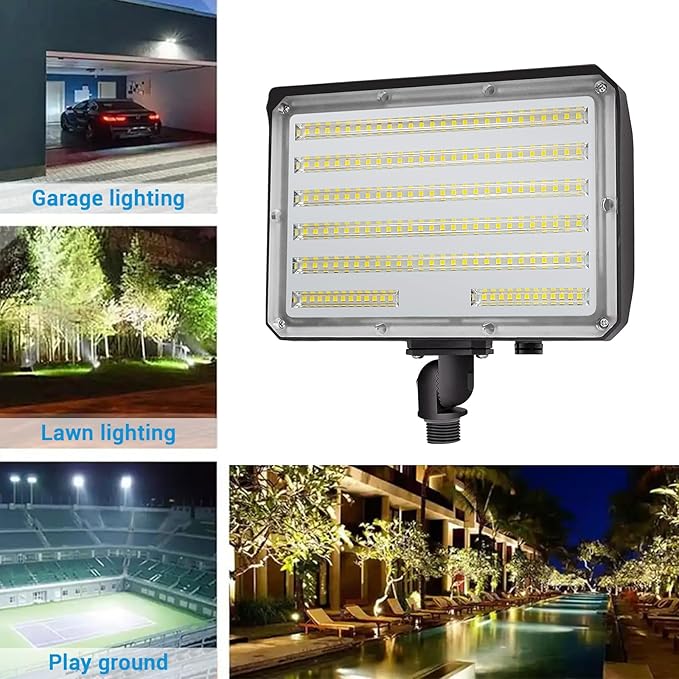 100W Outdoor LED Flood Light,AC100-277V 14000Lumens 5000K IP65 Waterproof Knuckle Mount Floodlight for Yard Garden,ETL Listed