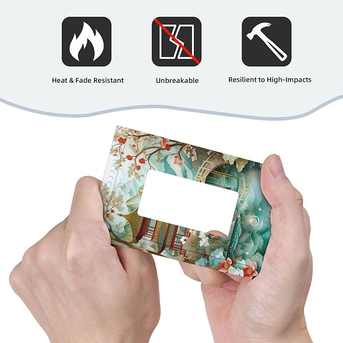 Asian Palace Traditional Bridge Cherry Blossoms Single Decora Outlet Wall Plate 1 Gang Rocker Decorative Switchplate Faceplate GFCI Light Switch Covers for Home Living Decor