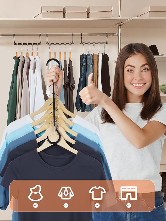 HOUSE DAY Space Saving Hanger 20 Pack Sturdy Black Magic Hangers