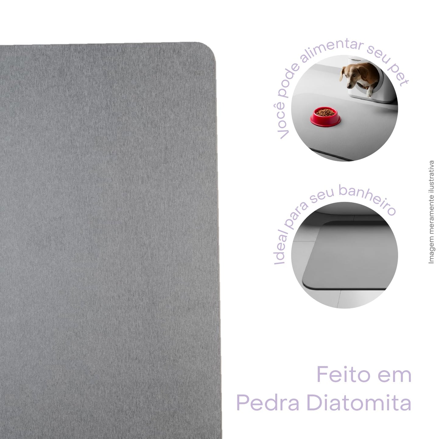 Lyor Stone Bath Mat Diatomaceous Earth – Quick Dry Bathroom Shower Mat, Super Absorbent Non Slip Diatomite Bath Mat, Water Absorbing Stone Mat for Bathroom Floor, Kitchen – Gray, 23.6 x 15.4 in