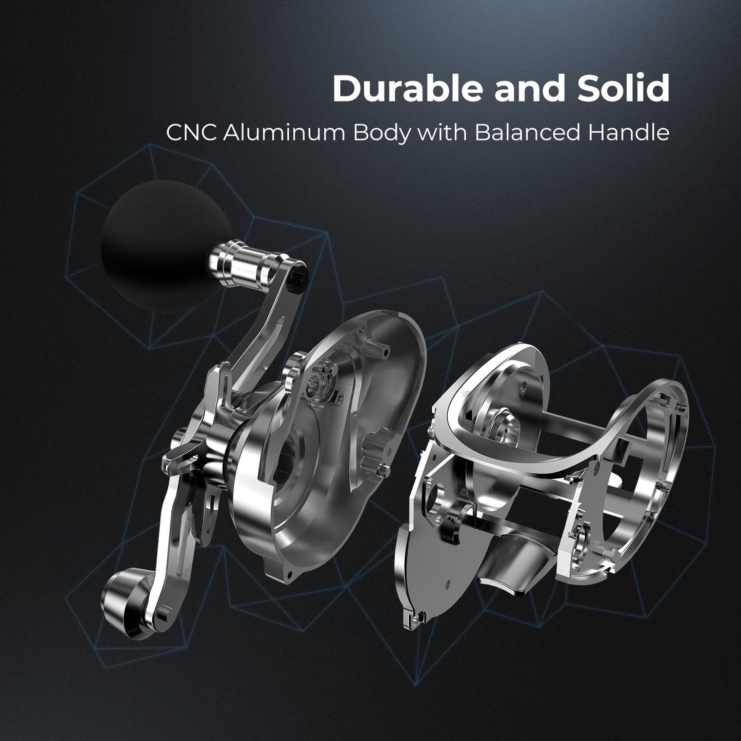 Piscifun Alinox 300 Baitcaster Fishing Reel,Aluminum Frame Baitcasting Reel, 33Lbs Max Drag, 6.6:1 Gear Ratio, Freshwater & Saltwater Low Profile Casting Reel for Musky (Right Handed)